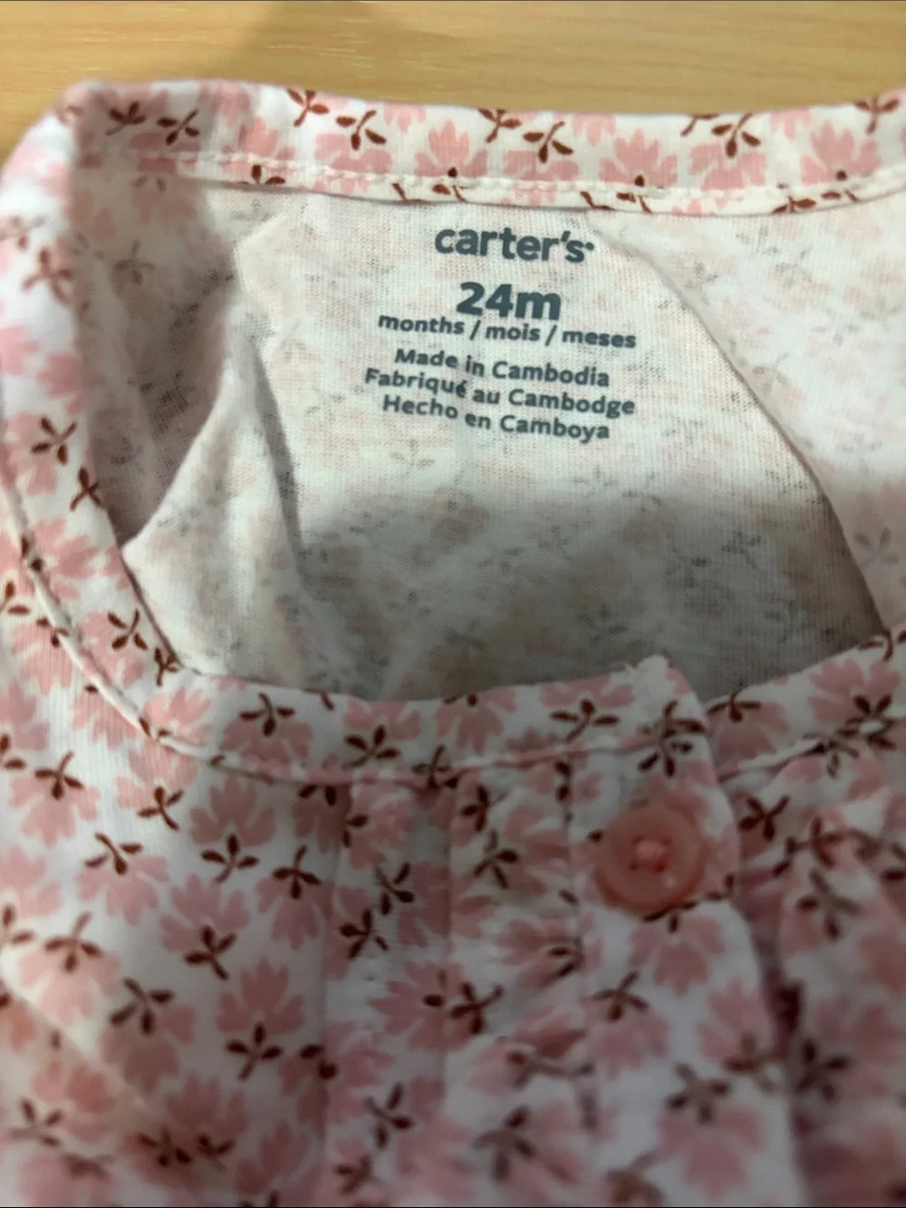 Carter's Peach Pink Floral Long-Sleeve Pajama Nightgown